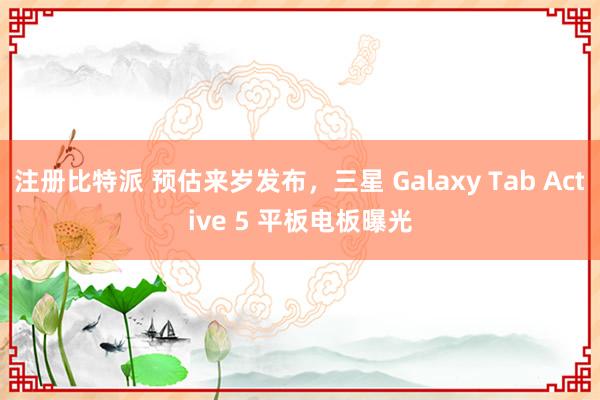注册比特派 预估来岁发布，三星 Galaxy Tab Active 5 平板电板曝光