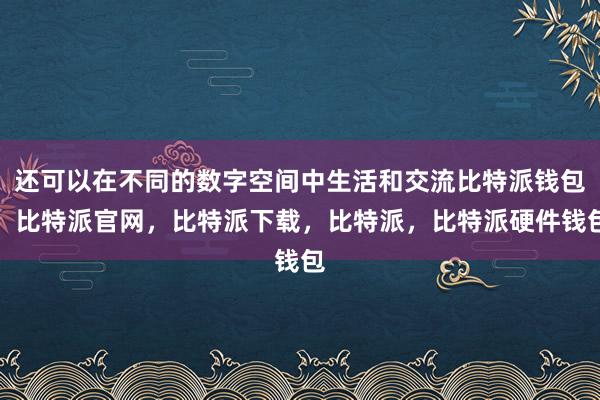 还可以在不同的数字空间中生活和交流比特派钱包，比特派官网，比特派下载，比特派，比特派硬件钱包