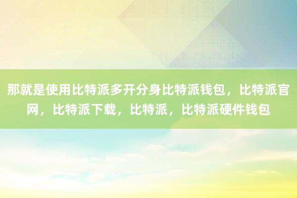 那就是使用比特派多开分身比特派钱包，比特派官网，比特派下载，比特派，比特派硬件钱包