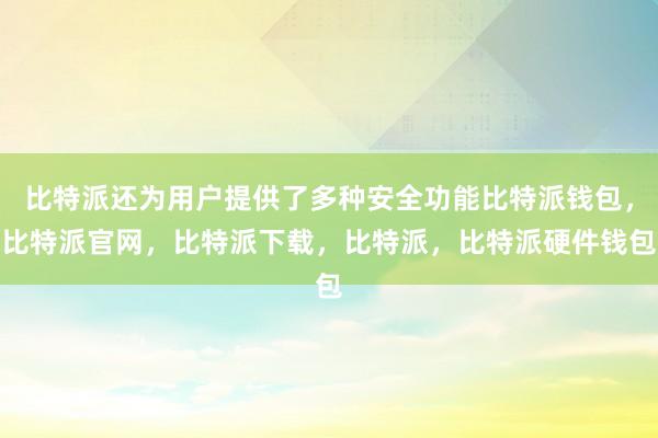 比特派还为用户提供了多种安全功能比特派钱包，比特派官网，比特派下载，比特派，比特派硬件钱包