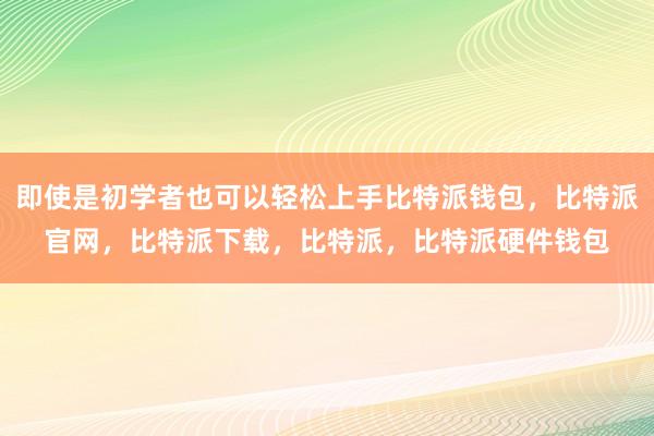 即使是初学者也可以轻松上手比特派钱包，比特派官网，比特派下载，比特派，比特派硬件钱包