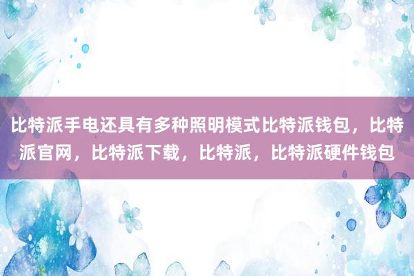 比特派手电还具有多种照明模式比特派钱包，比特派官网，比特派下载，比特派，比特派硬件钱包